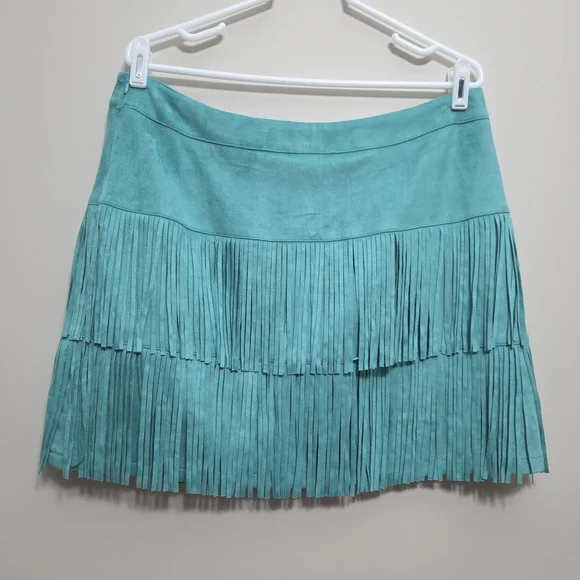 Sterling Kreek Ladies Size L Fringe Skirt W/Built In Shorts Fringe Western Teal - Picture 6 of 7